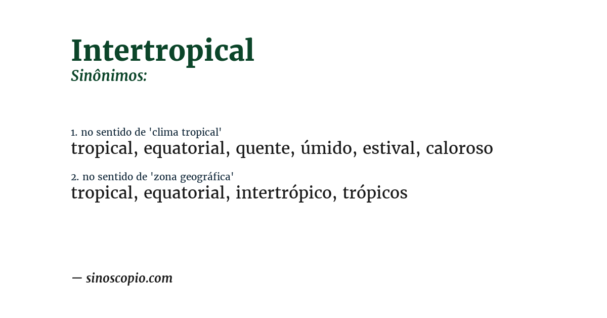 Sinônimo de intertropical