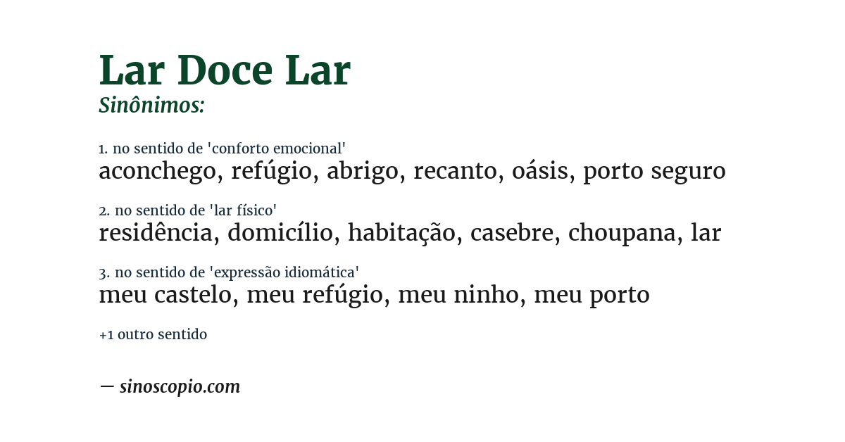 Sinônimo de lar doce lar