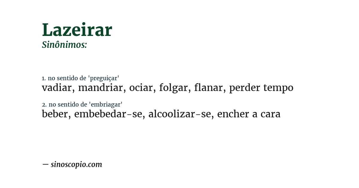 Sinônimo de lazeirar