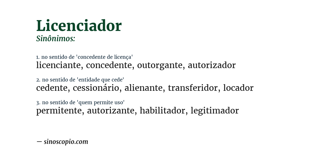 Sinônimo de licenciador