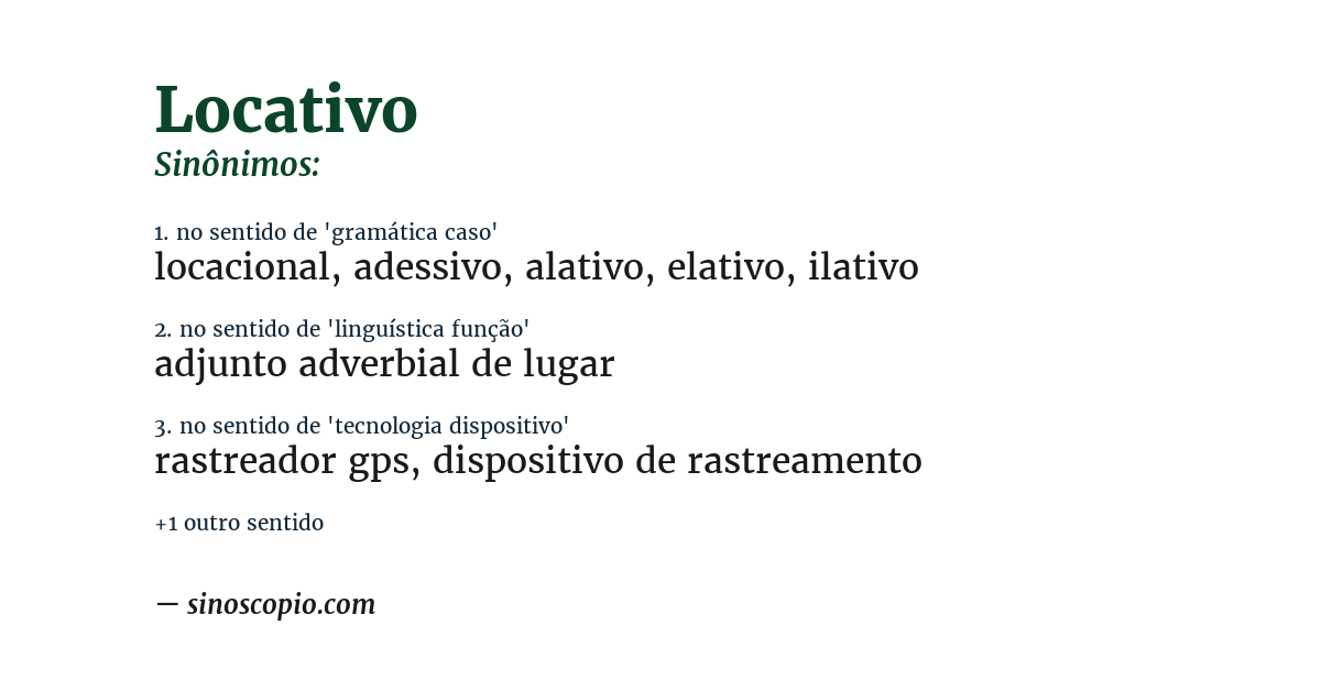 Sinônimo de locativo
