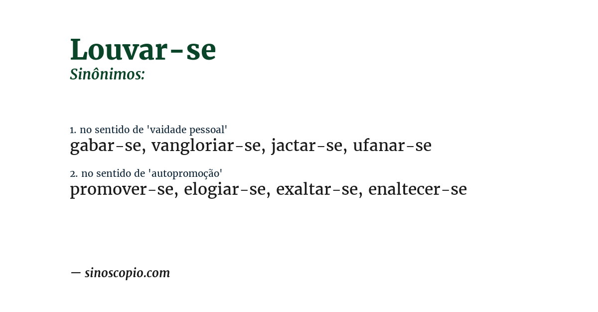 Sinônimo de louvar-se