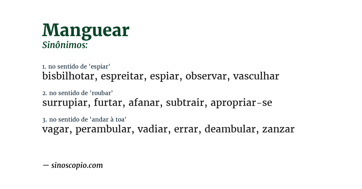 Sinônimo de manguear