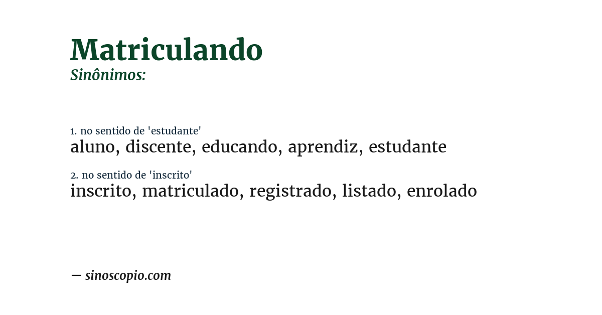 Sinônimo de matriculando