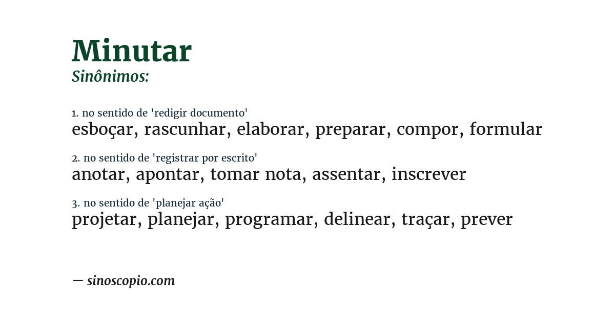 Sinônimo de minutar