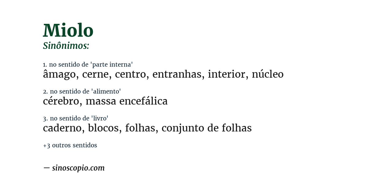 Sinônimo de miolo