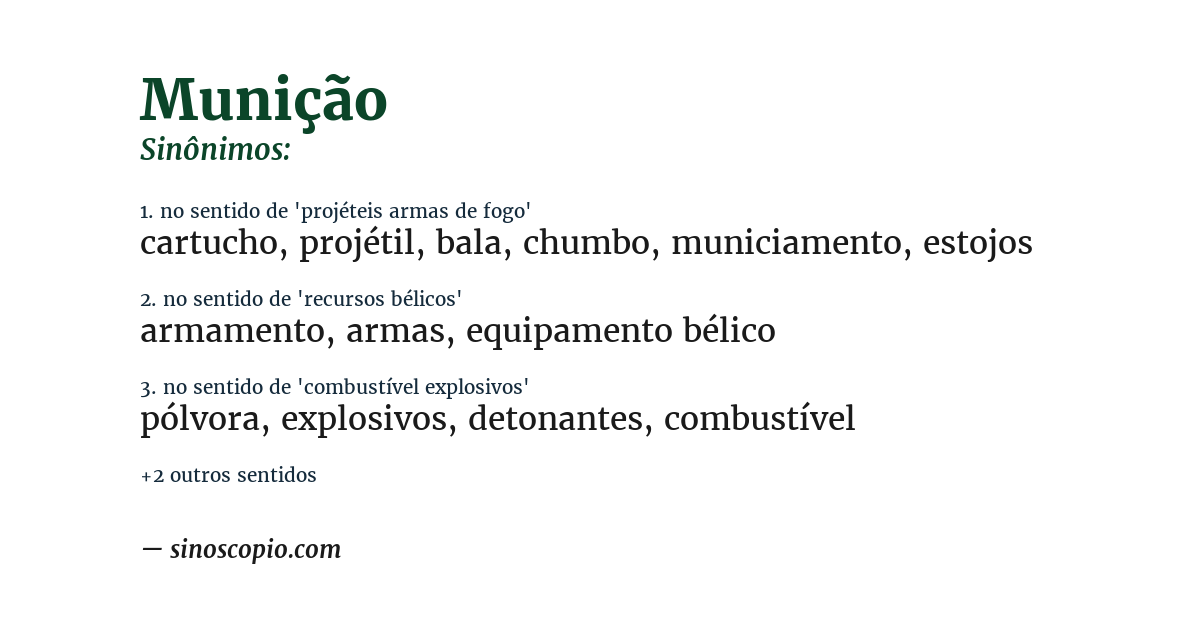 Sinônimo de munição