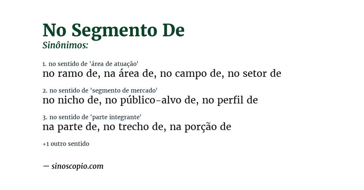 Sinônimo de no segmento de
