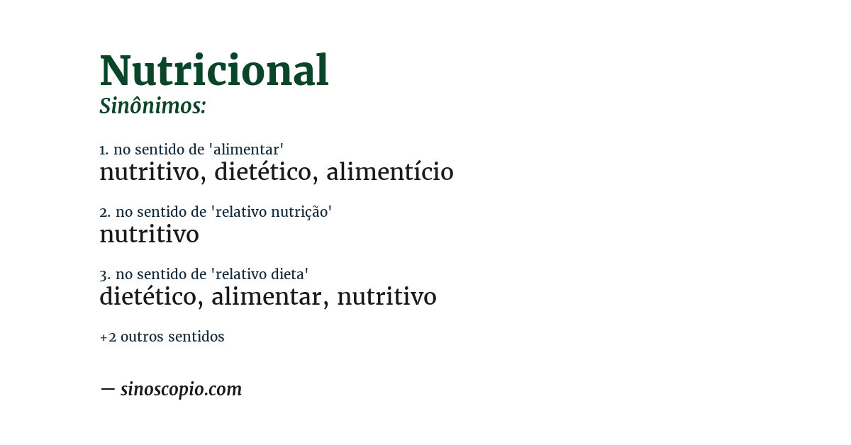 Sinônimo de nutricional