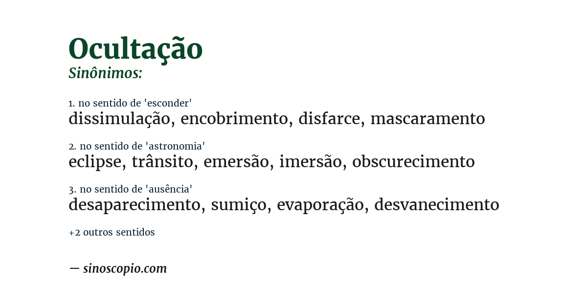 Sinônimo de ocultação