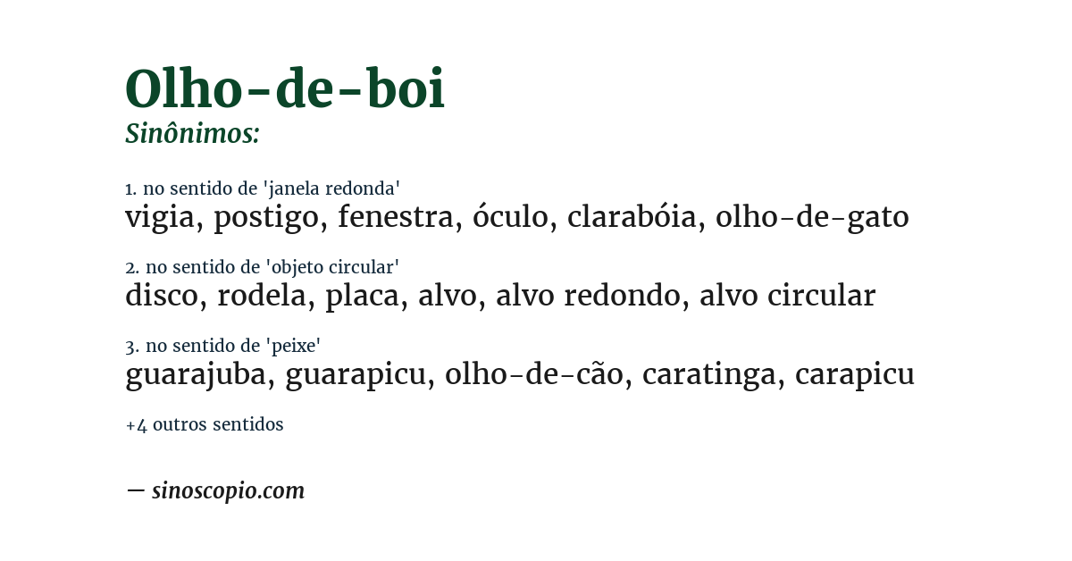 Sinônimo de olho-de-boi