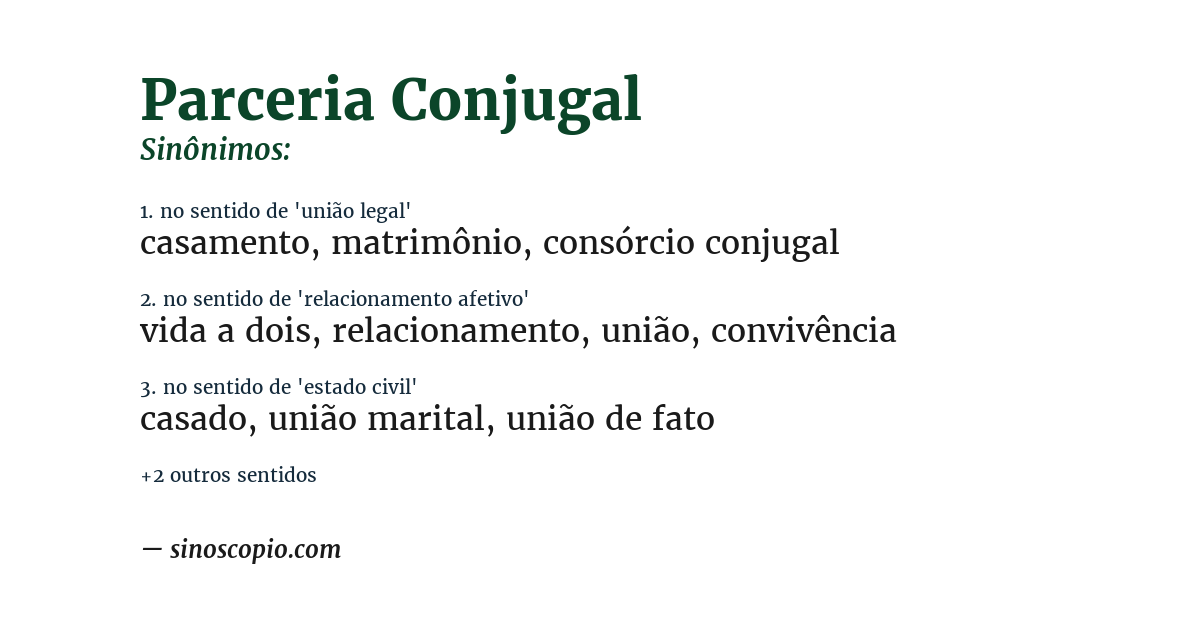 Sinônimo de parceria conjugal