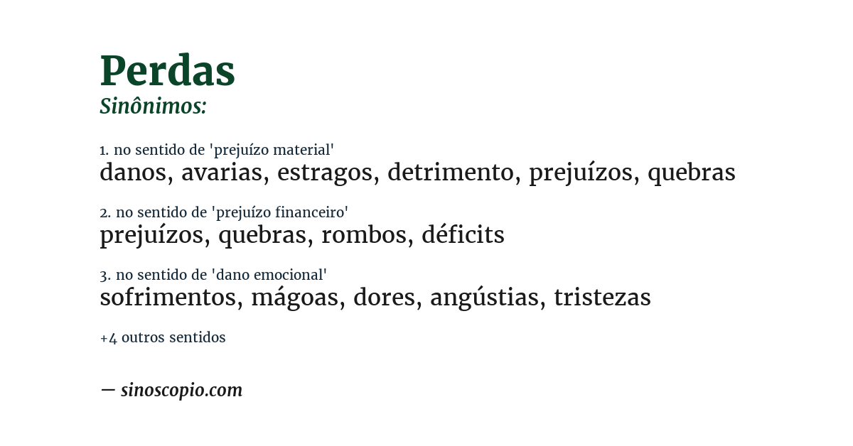 Sinônimo de perdas