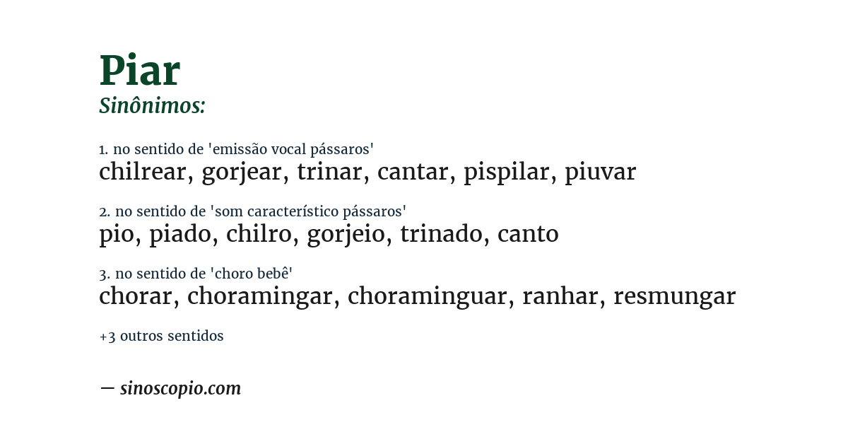 Sinônimo de piar