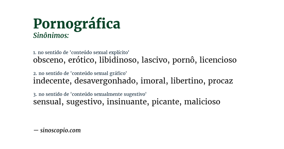 Sinônimo de pornográfica