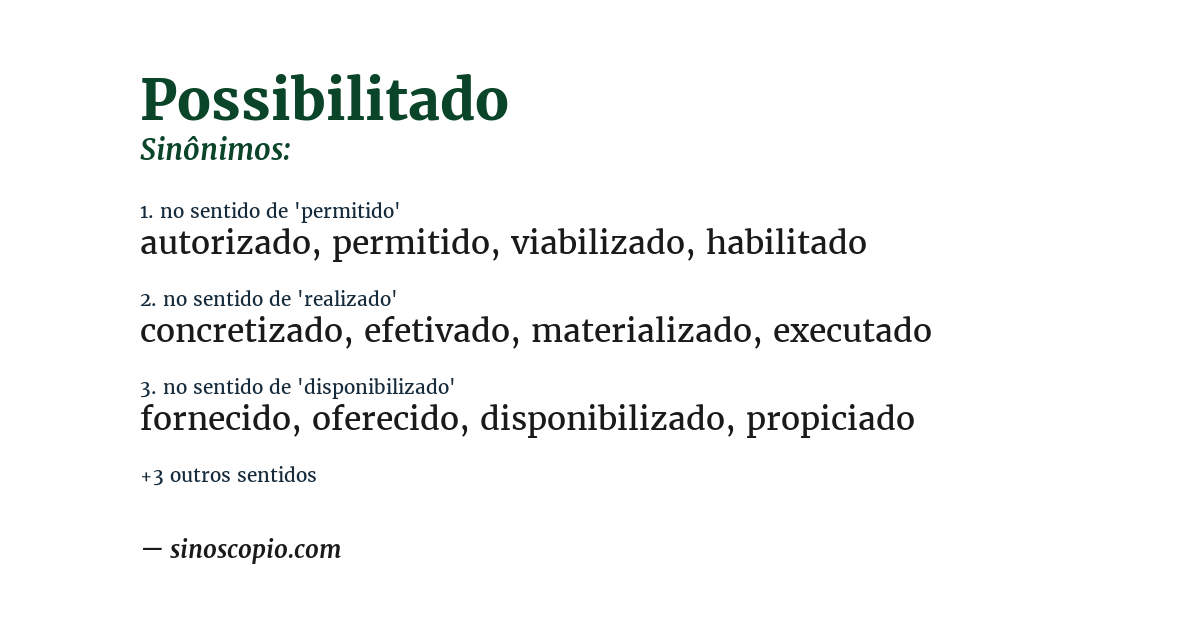 Sinônimo de possibilitado