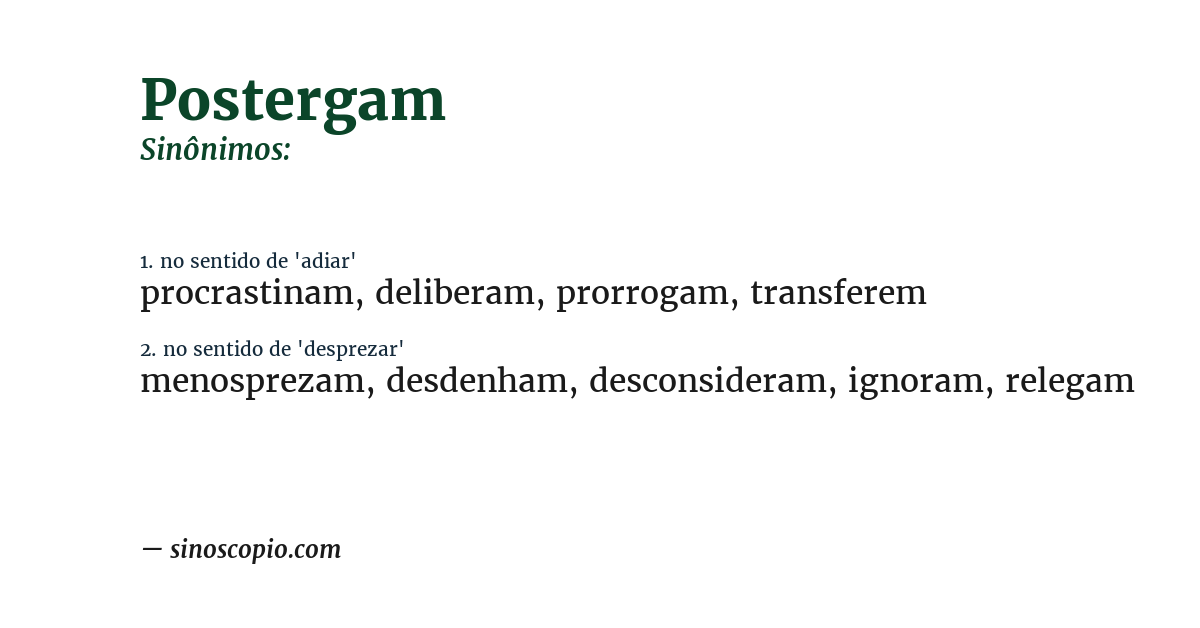 Sinônimo de postergam