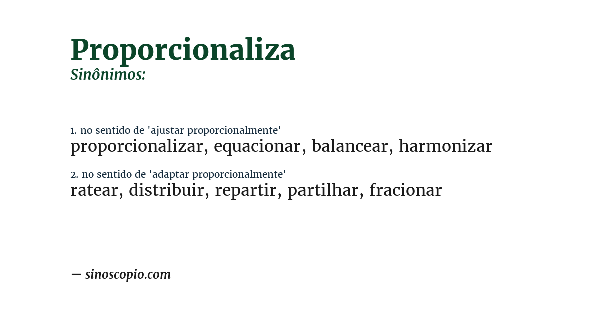 Sinônimo de proporcionaliza