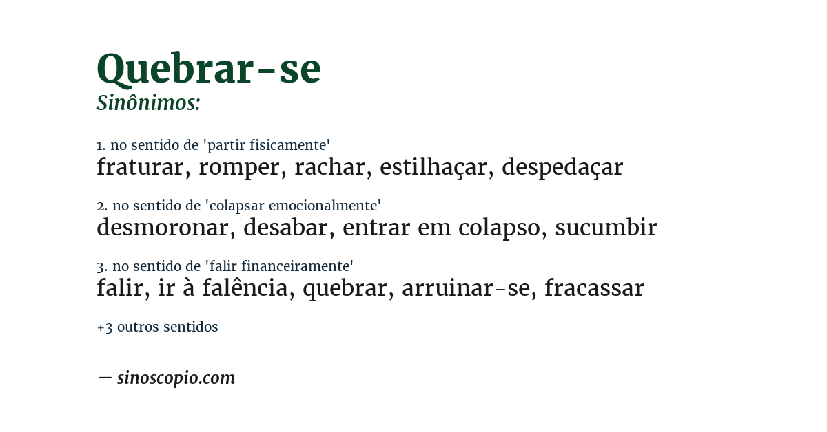 Sinônimo de quebrar-se