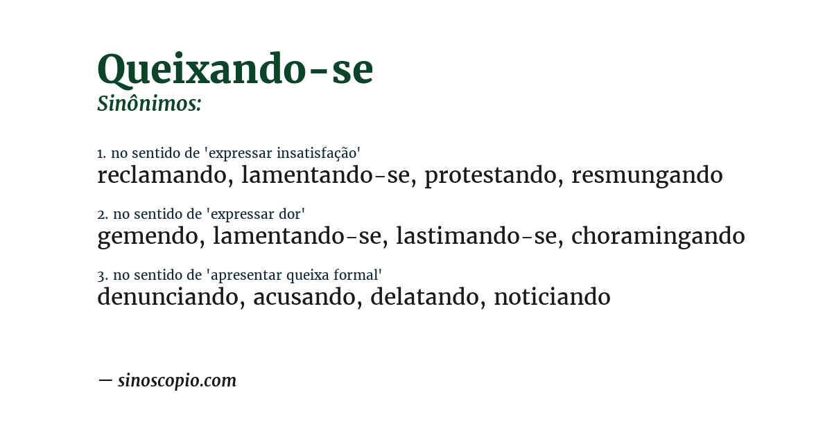 Sinônimo de queixando-se