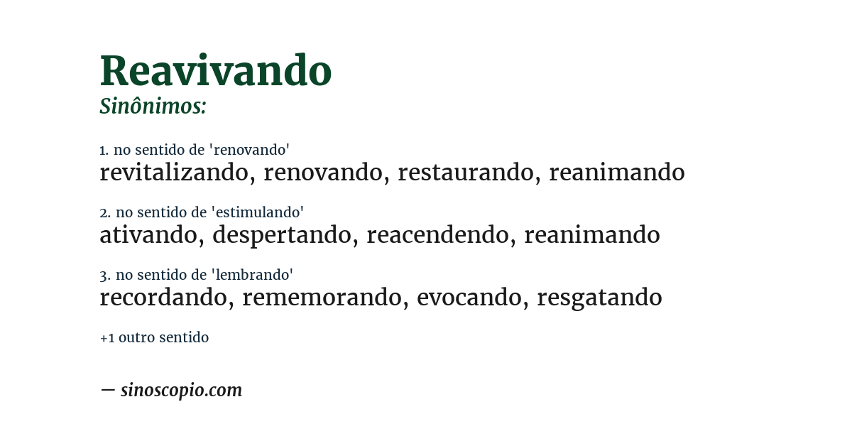 Sinônimo de reavivando