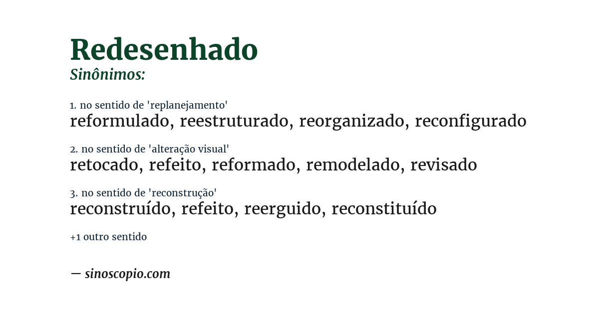 Sinônimo de redesenhado