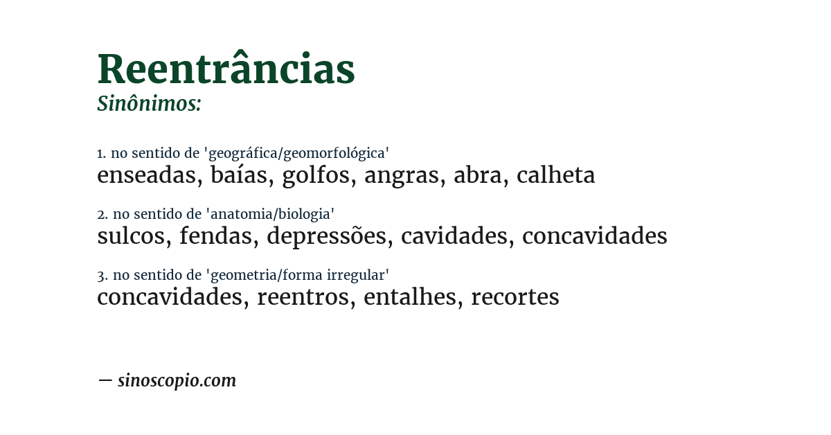 Sinônimo de reentrâncias