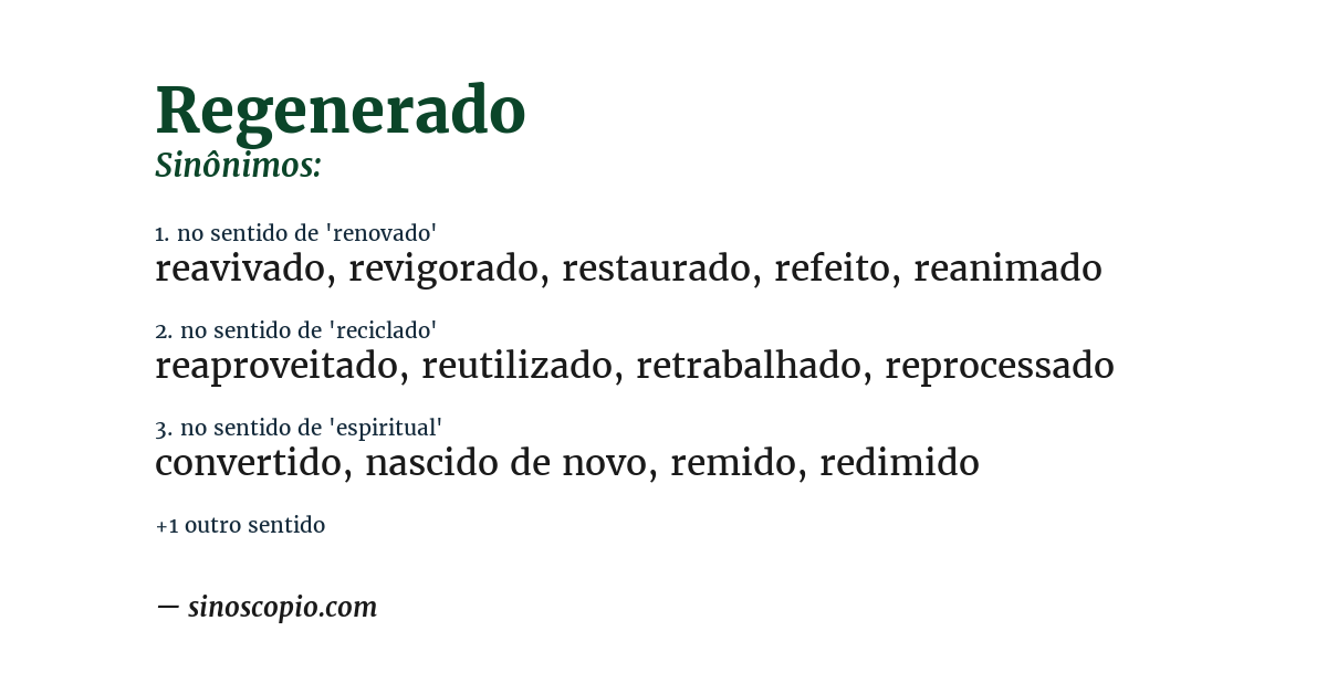 Sinônimo de regenerado