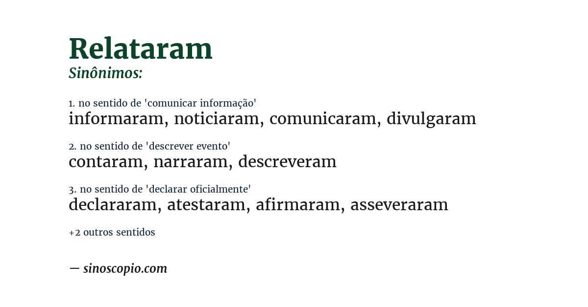 Sinônimo de relataram