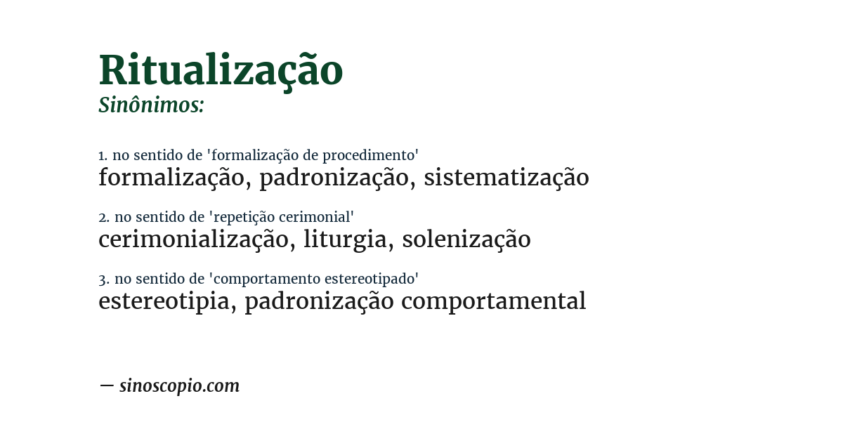 Sinônimo de ritualização