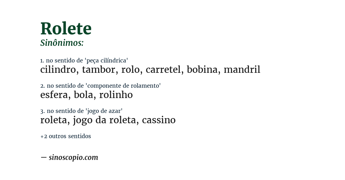 Sinônimo de rolete