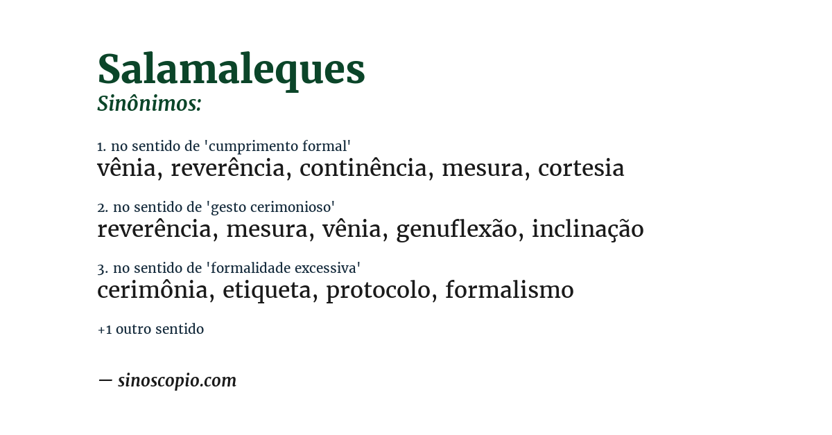 Sinônimo de salamaleques