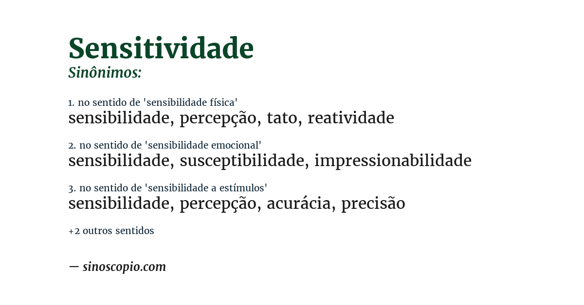 Sinônimo de sensitividade
