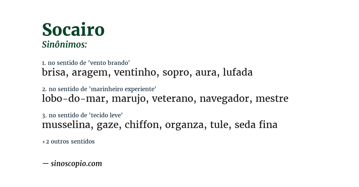 Sinônimo de socairo