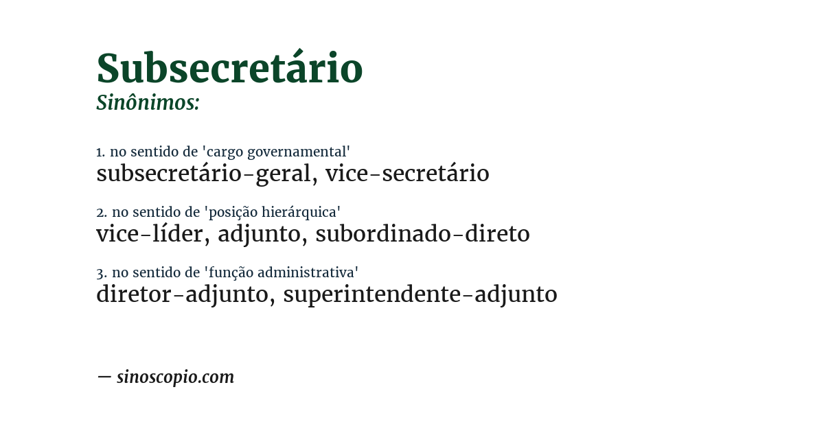 Sinônimo de subsecretário