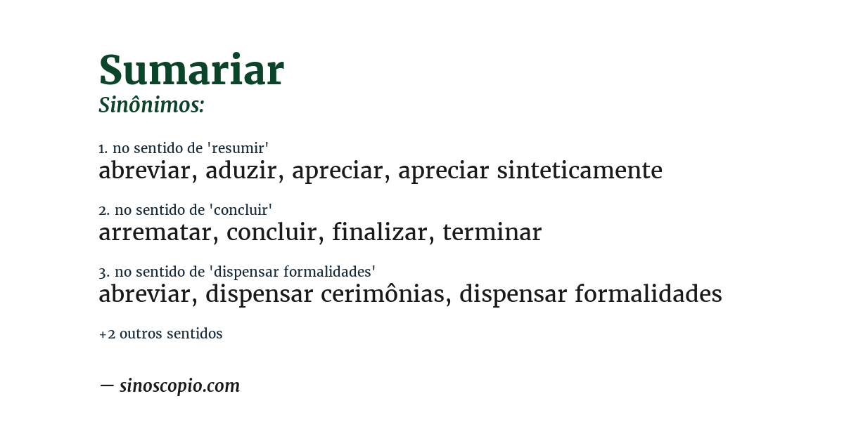 Sinônimo de sumariar