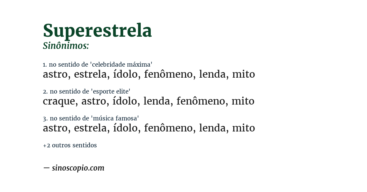 Sinônimo de superestrela