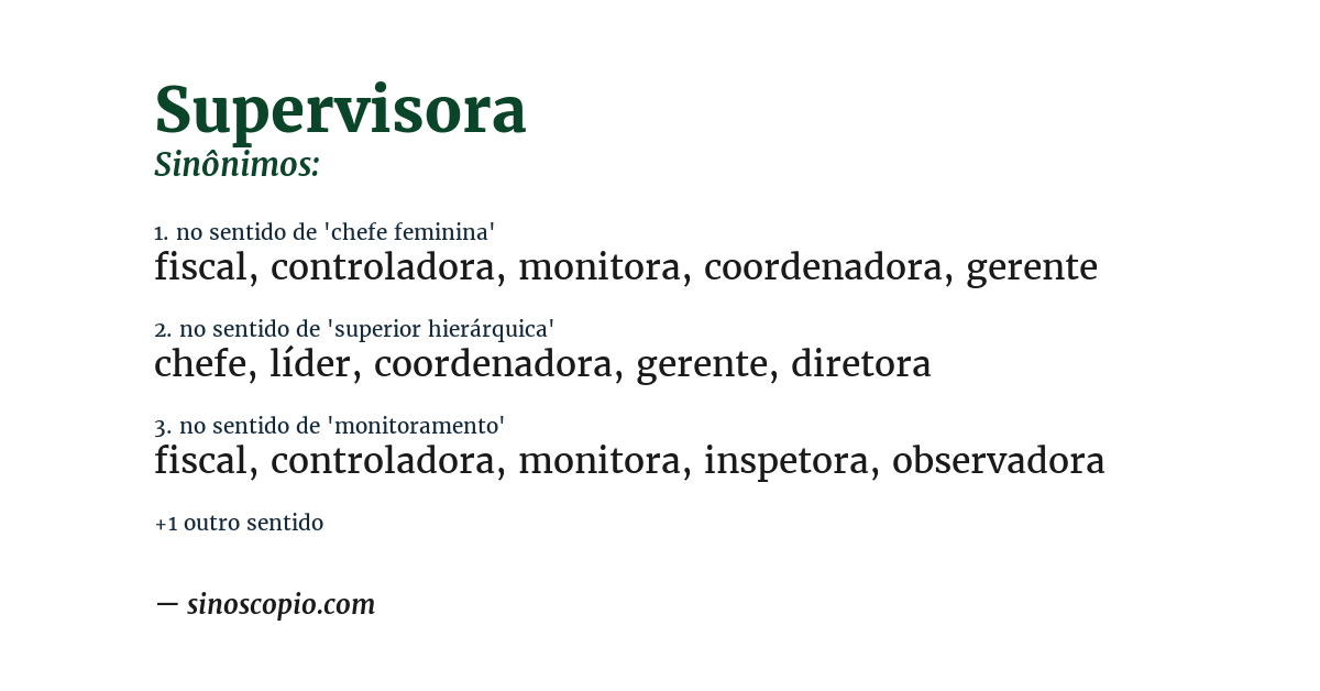 Sinônimo de supervisora