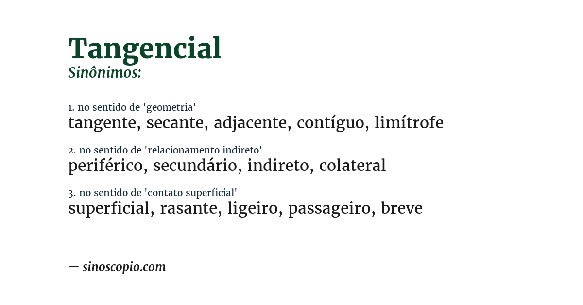 Sinônimo de tangencial