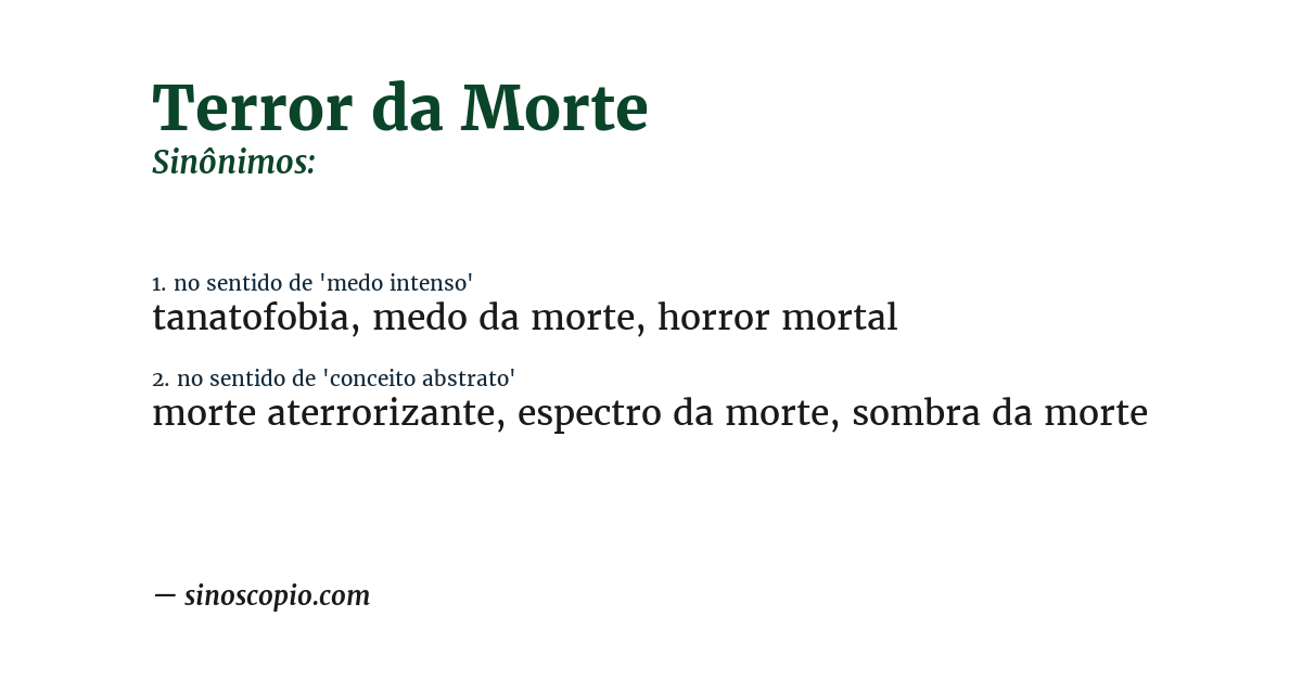 Sinônimo de terror da morte