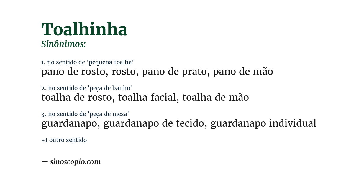 Sinônimo de toalhinha