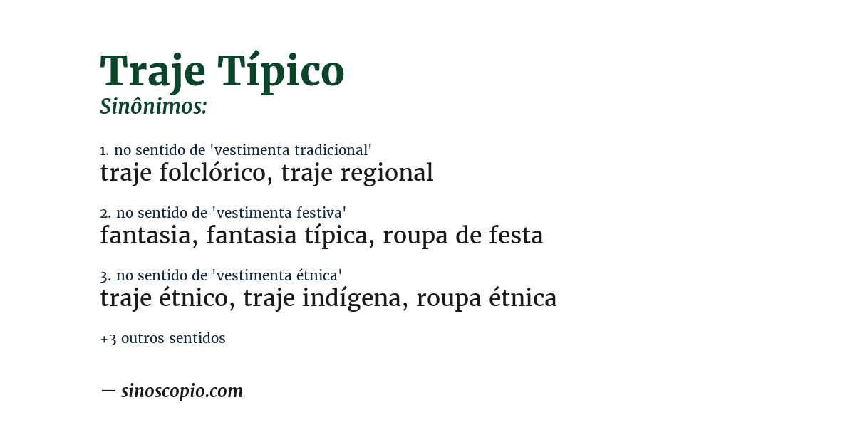 Sinônimo de traje típico