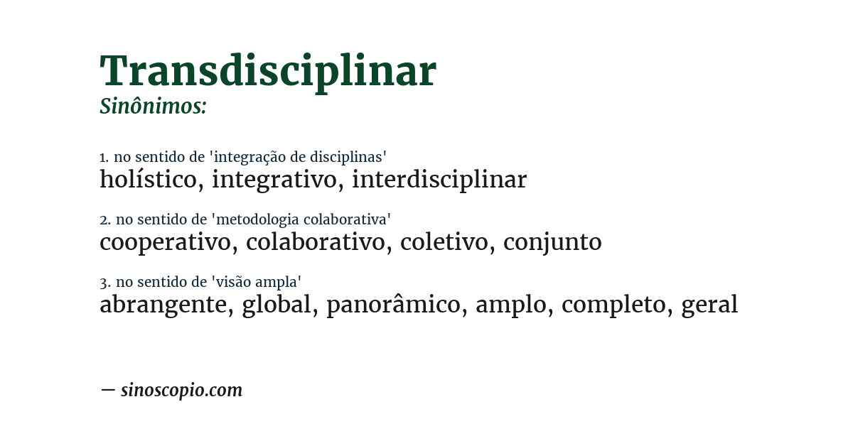Sinônimo de transdisciplinar