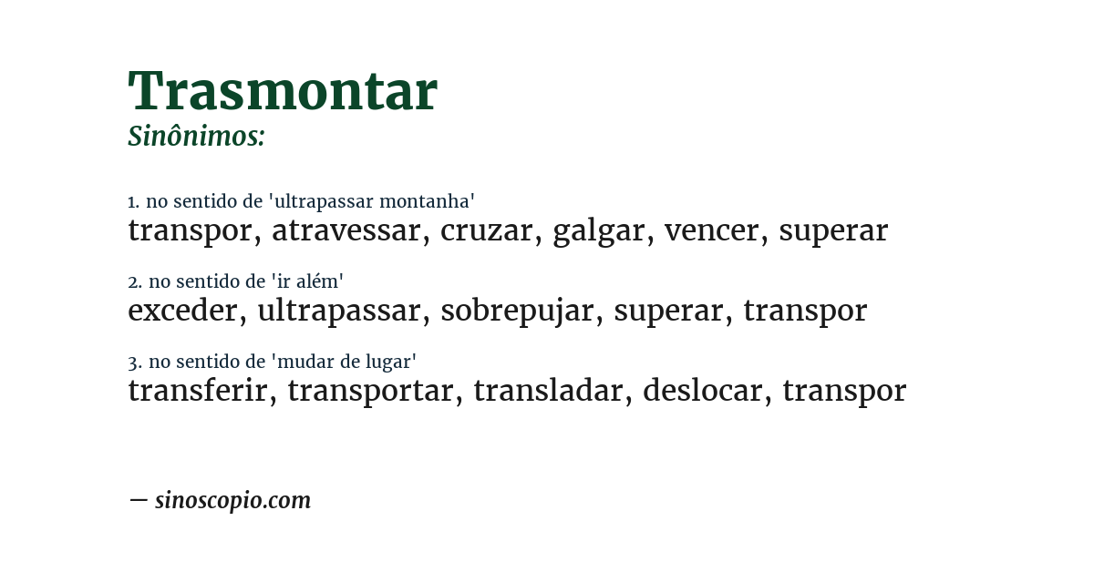 Sinônimo de trasmontar