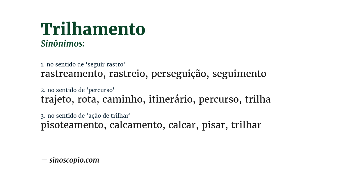 Sinônimo de trilhamento