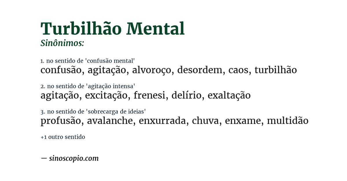 Sinônimo de turbilhão mental
