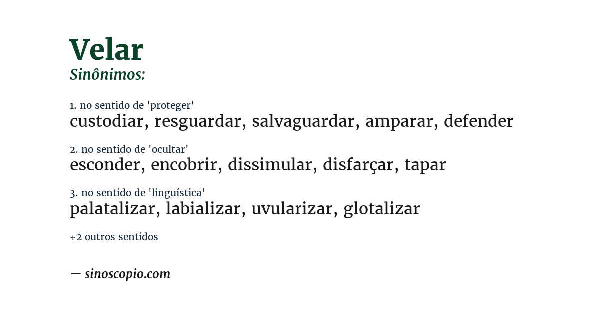 Sinônimo de velar