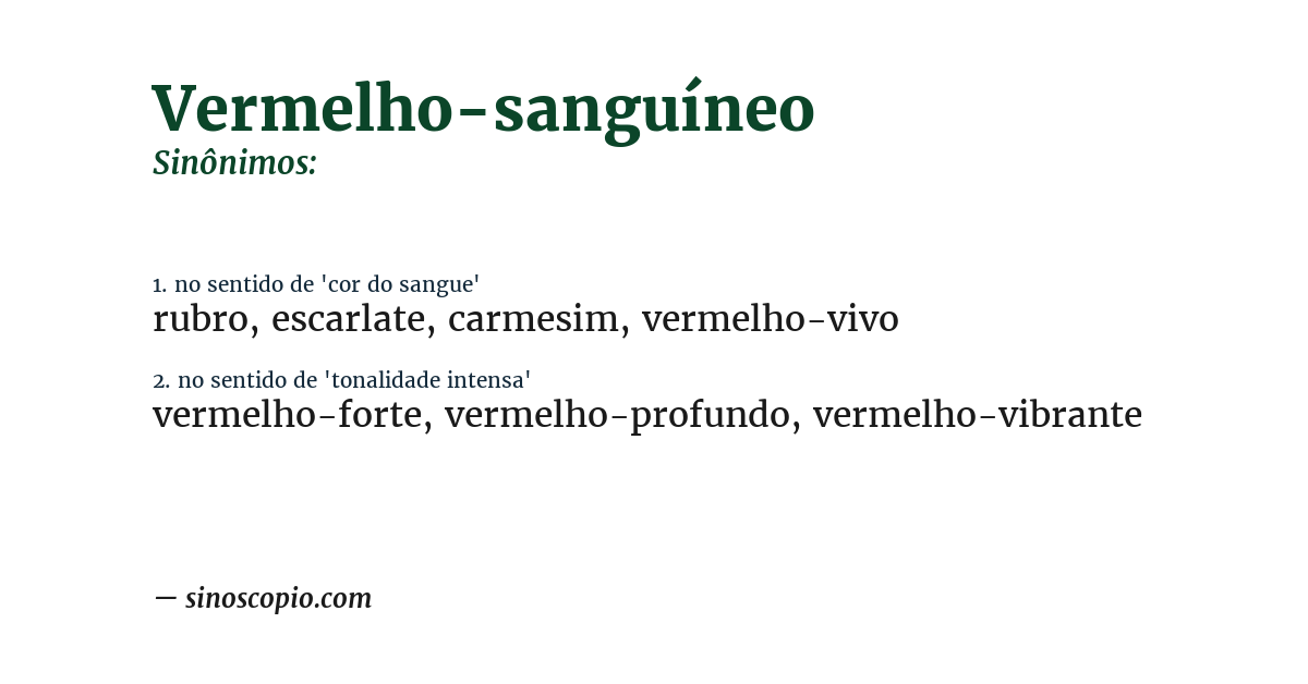 Sinônimo de vermelho-sanguíneo