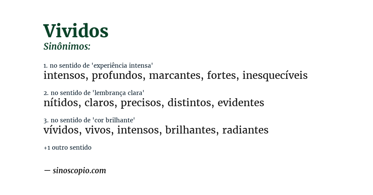 Sinônimo de vividos