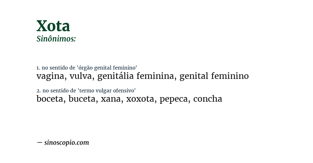 Sinônimo de xota